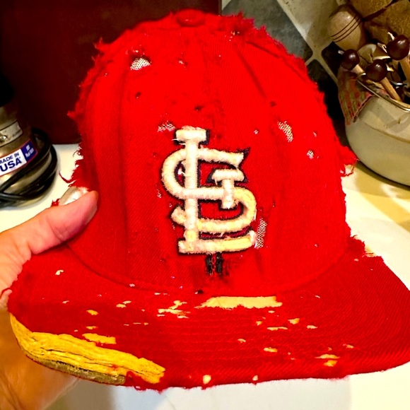 VTG TATTERED ST LOUIS CARDINAL HAT 6 7/8 ZOMBIE HALLOWEEN COSTUME MLB BASEBALL - Picture 8 of 11